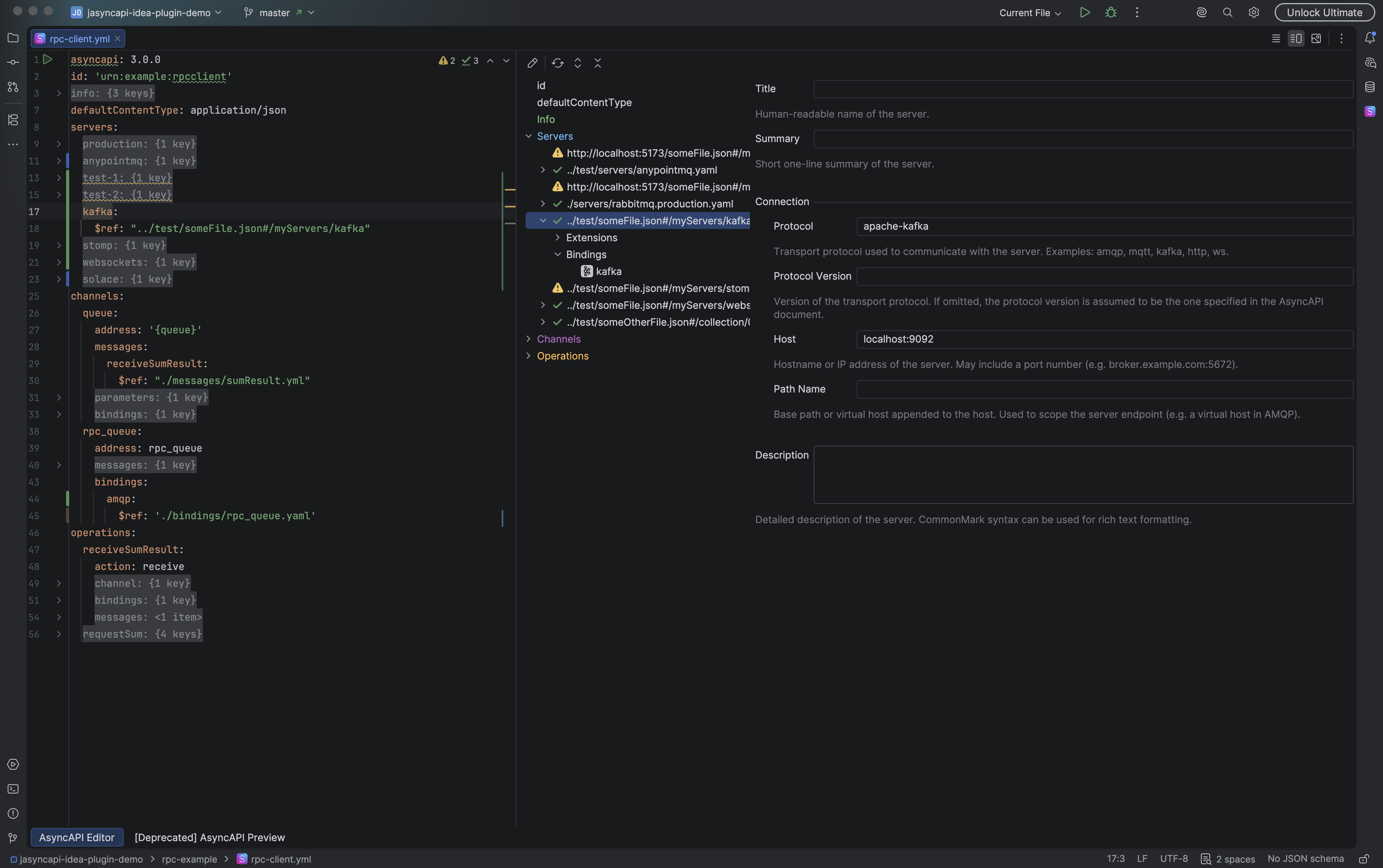 Resolved reference in the AsyncAPI Explorer