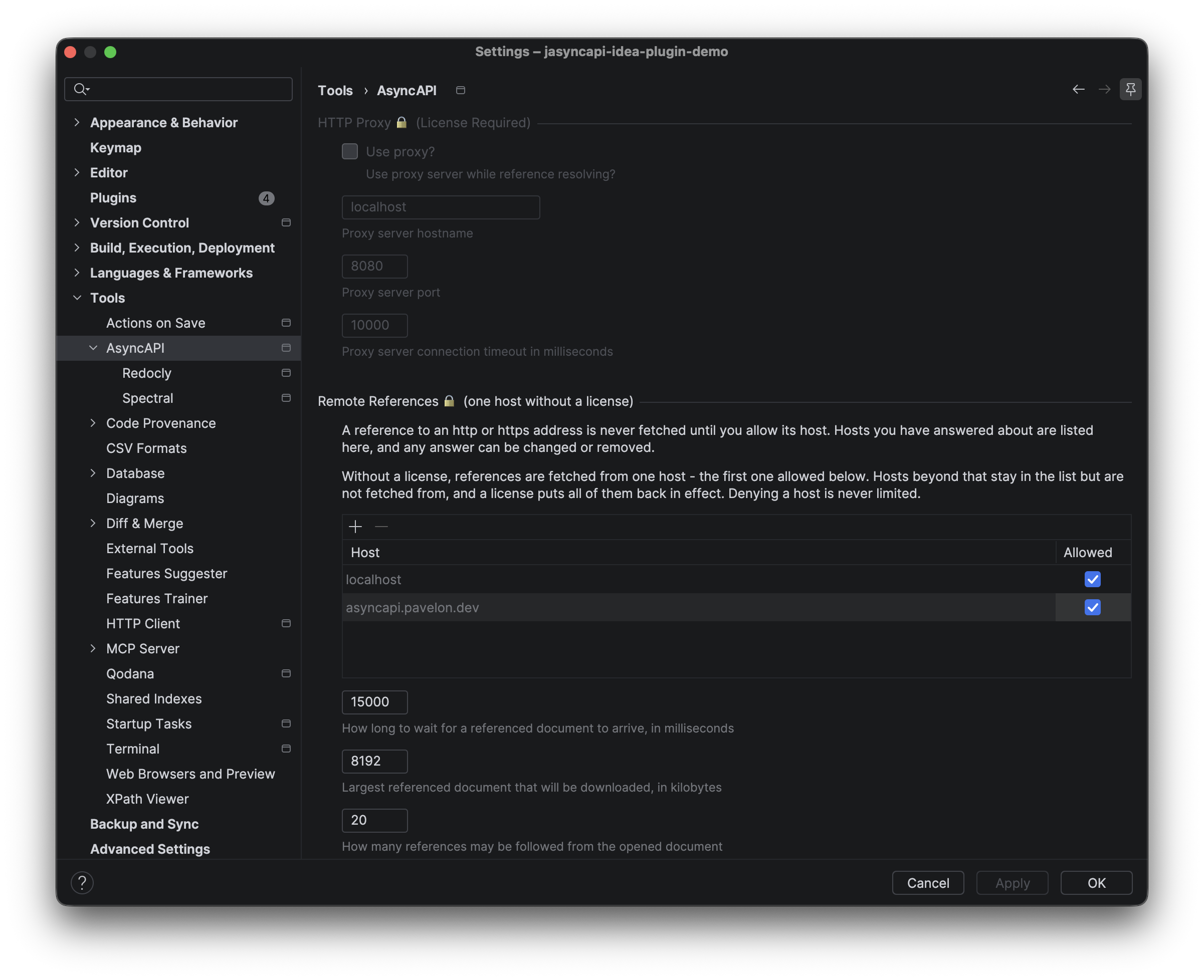Remote References settings