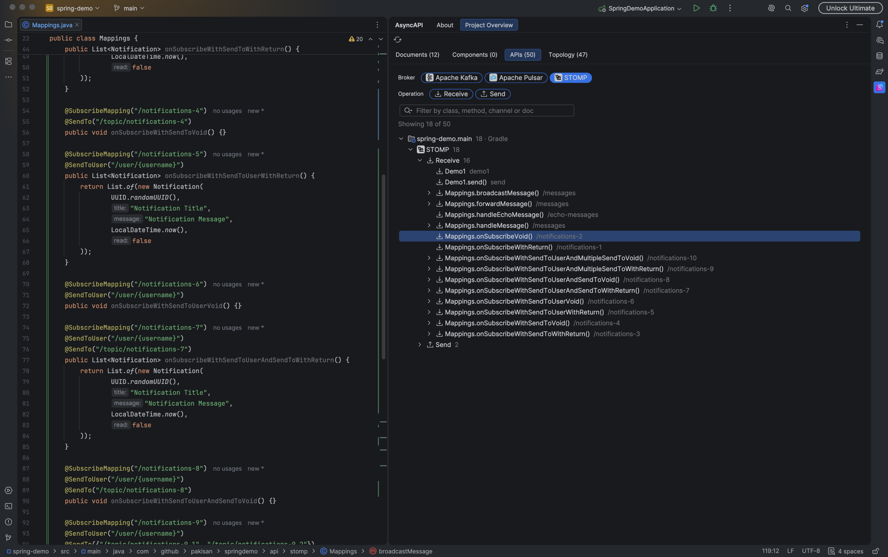 Project Overview - APIs tab - listeners