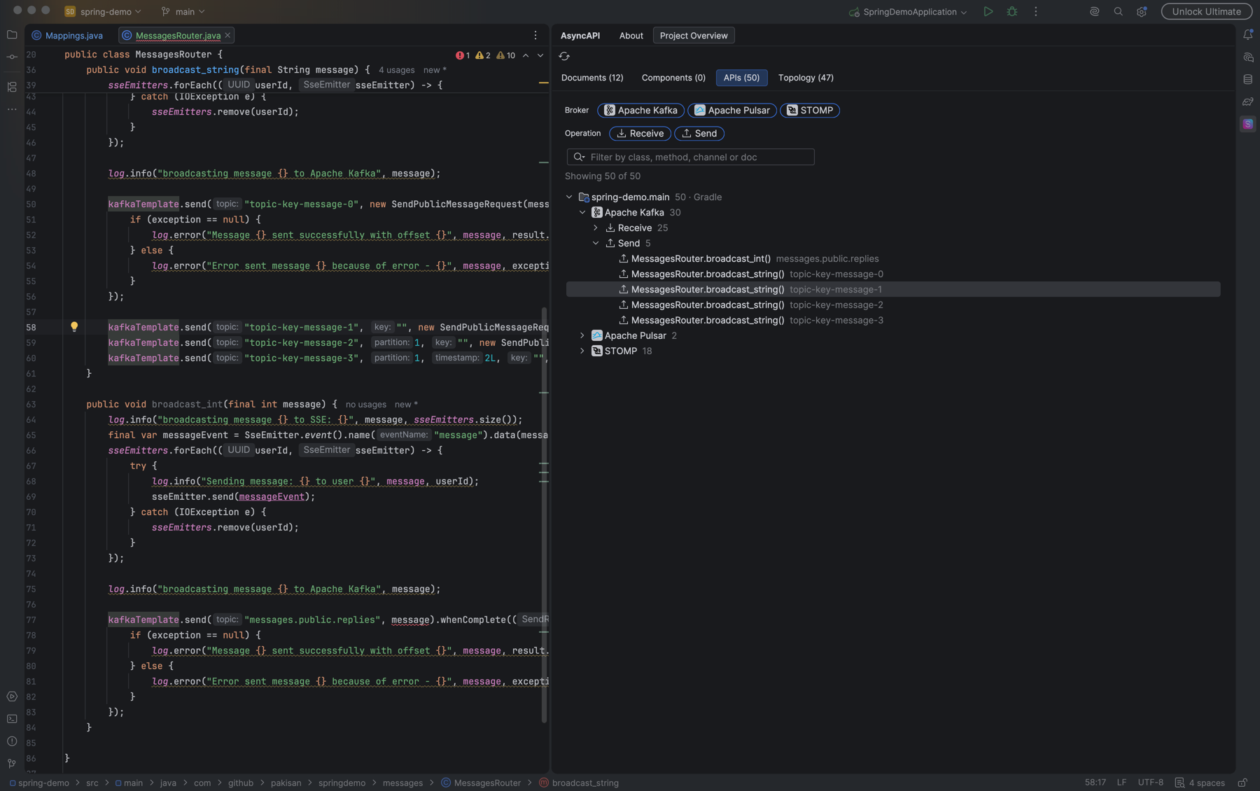 Project Overview - APIs tab - senders