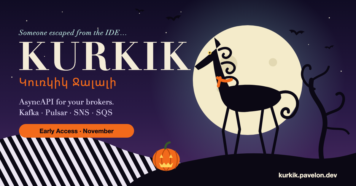 A tall, thin black horse stands on a hill in front of a full moon. Text reads Kurkik, Early Access in November.